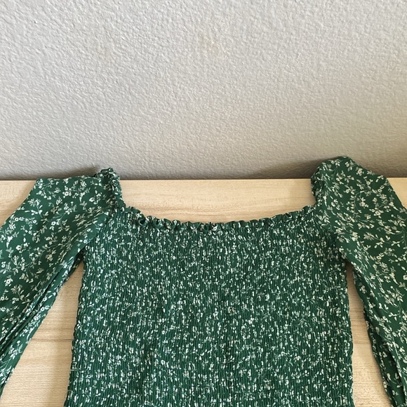 Reformation Pinto Floral Long Sleeve Square Neck Smocked Blouse Size Small - Picture 7 of 8